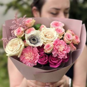 Lavish Garden Bouquet: Carnations, Spray Roses, Astilbe, Roses