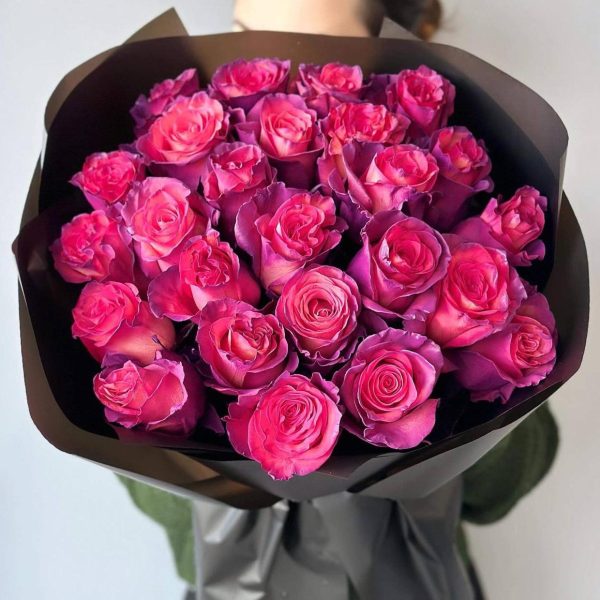 Royal Velvet Roses Bouquet: A stunning arrangement of 24 regal purple roses, symbolizing admiration and elegance, perfect for making a statement on special occasions.