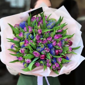 Spring Blossom Duo Bouquet showcasing tulips and hyacinths for a vibrant and fragrant display.