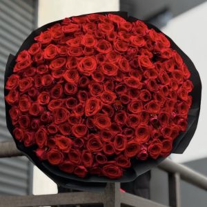 200 red roses bouquet, 'Timeless Affection', luxurious romantic floral arrangement.