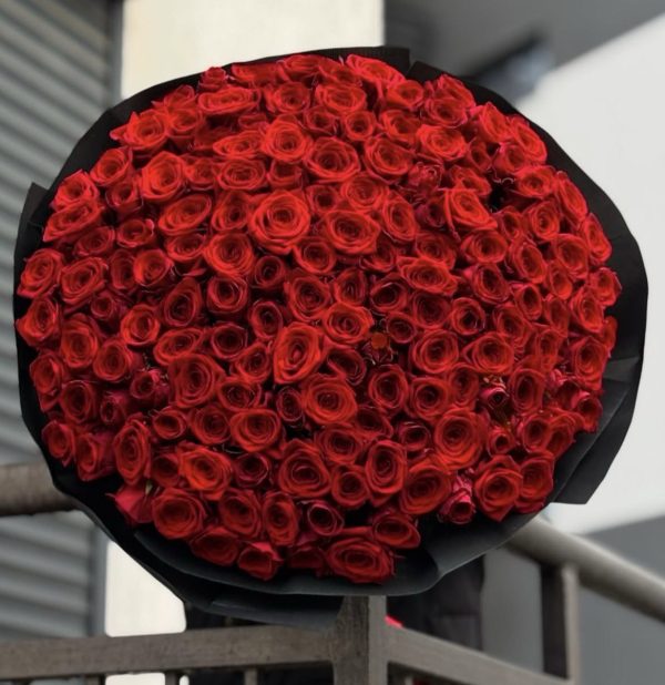 200 red roses bouquet, 'Timeless Affection', luxurious romantic floral arrangement.