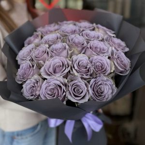 24 lavender roses bouquet, 'My Heart's Desire', romantic floral arrangement for special occasions.