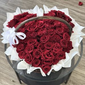 Heart-shaped rose basket Edmonton – red roses romantic floral gift